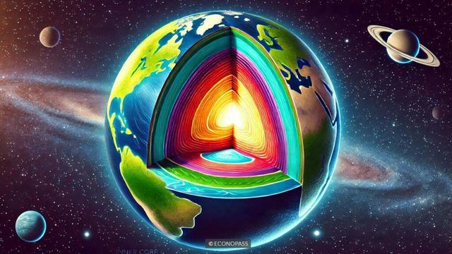 Earth's-inner-core,-showing-a-cross-section-view-from-space