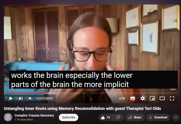 https://www.youtube.com/watch?v=E3M54ScaVLE
Untangling Inner Knots using Memory Reconsolidation with guest Therapist Tori Olds


2,074 views  10 Oct 2023  Complex Trauma Recovery Podcast
Tori Olds is a psychotherapist who specializes in experiential therapeutic modalities. She is an educator who provides training to other therapists in experiential models of healing including coherence therapy, IFS and AEDP. 

Below are her website and YouTube channel
https://toriolds.com
   / @drtoriolds