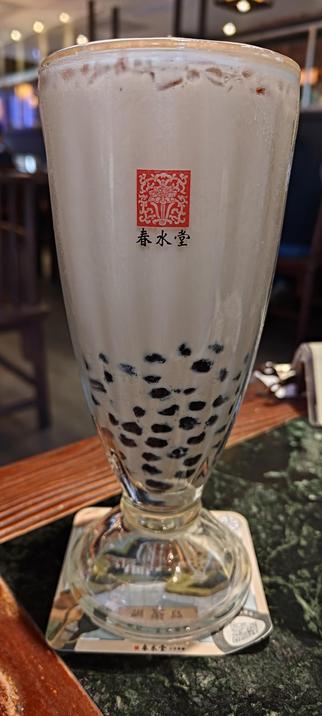 A glass of bubble milk tea at Chun Shui Tang in Taichung. 
