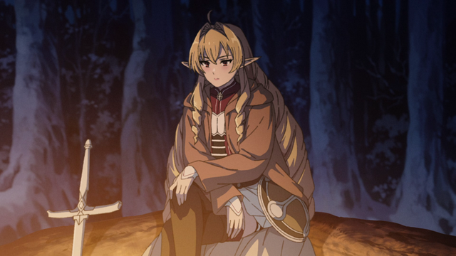 Elinalise telling Rudeus to marry Roxy from the anime series Mushoku Tensei: Jobless Reincarnation Season 2 Part 2 Episode 23.
