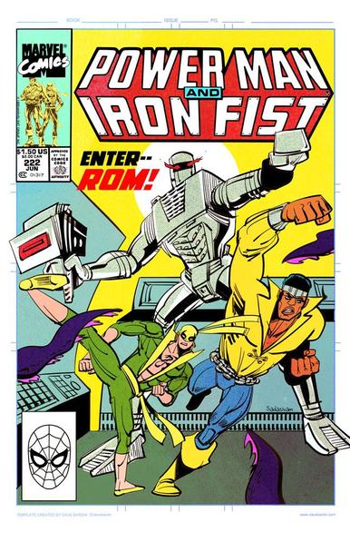 Power Man and Iron Fist cover, with ROM Spaceknight -  a cover reimagining by yours truly.