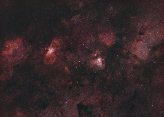hydrogen nebulae within our galaxy, surrounded by a lot of stars and interstellar dust
