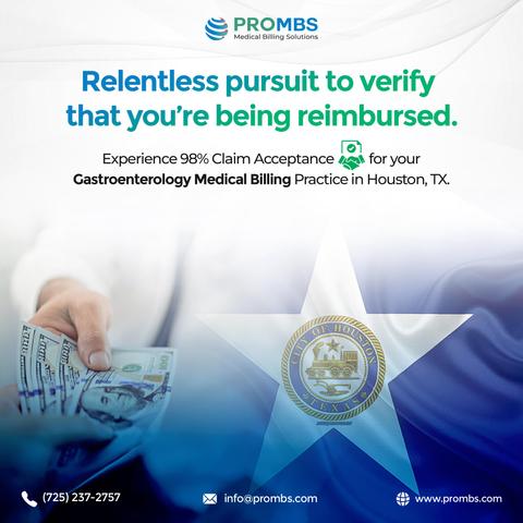At PROMBS, our relentless pursuit ensures you receive every dollar you're entitled to. 🌟 
Experience a 98% claim acceptance rate for your gastroenterology medical billing practice in Houston, TX. Partner with us and watch your practice thrive! 💼💰 
✉ Email: info@prombs.com
📞 Phone: (725) 237–2757
🌐 website: https://www.prombs.com/specialties/gastroenterology-billing-services/