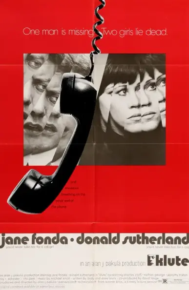 Four posters for the 1971 neo-noir film “Klute” from The USA, Poland, Hungary and Italy.