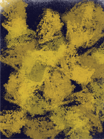 Ein Hintergrund, der in Procreate erstellt wurde. Ein lebendiges digitales Kunstwerk mit dunkelblauem Hintergrund und gelb leuchtenden Pinselstrichen und abstrakten Formen.

A background created in Procreate: A digital artwork with a dark blue background and yellow bright brush strokes and abstract shapes.