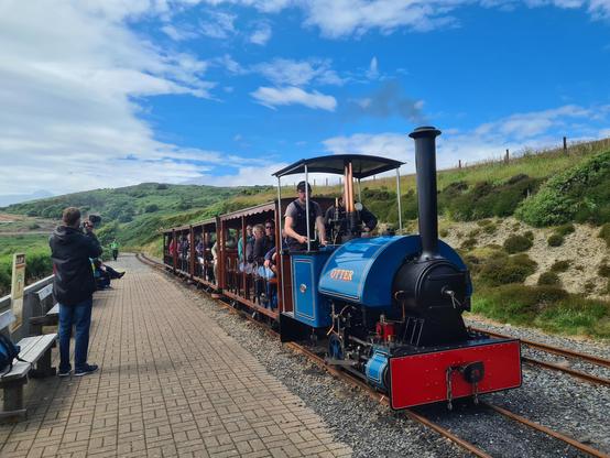 "Otter" steam train arriving at Sea Lion Rock station