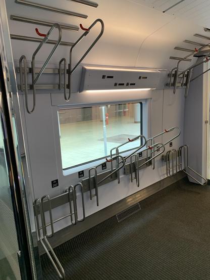 Bike racks onboard of a train