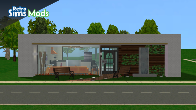 Kirin modern house for The Sims 2, showing front
