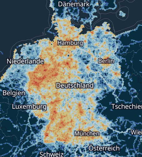 Heatmap Stadtradeln mit Fokus auf Deutschland