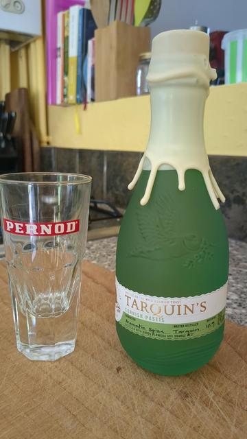 Tarquin's Cornish pastis with an old Pernod glass ready for imbibing.