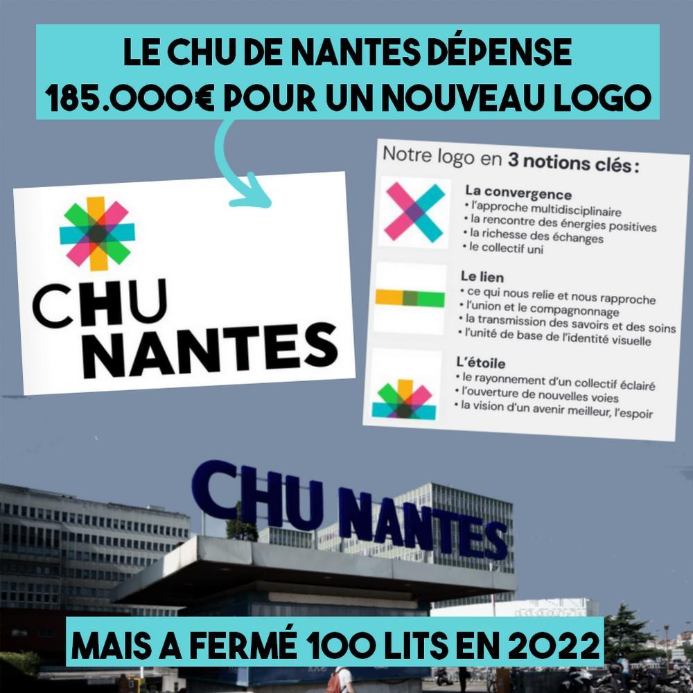 La façade du CHU de Nantes et la présentation du nouveau logo