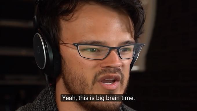 une image du YouTubeur Markiplier avec son front agrandi de manière humoristique, légendée « Yeah, it's big brain time » (Ouais, c’est le moment d'avoir un super cerveau).
L’image est utilisée dans des memes, généralement en référence à des décisions particulièrement intelligentes ou au contraire totalement stupides.