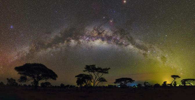 "Milky Way Arch over Amboseli National Park."

Amirreza Kamkar/IAU OAE, CC BY 4.0, via Wikimedia Commons.