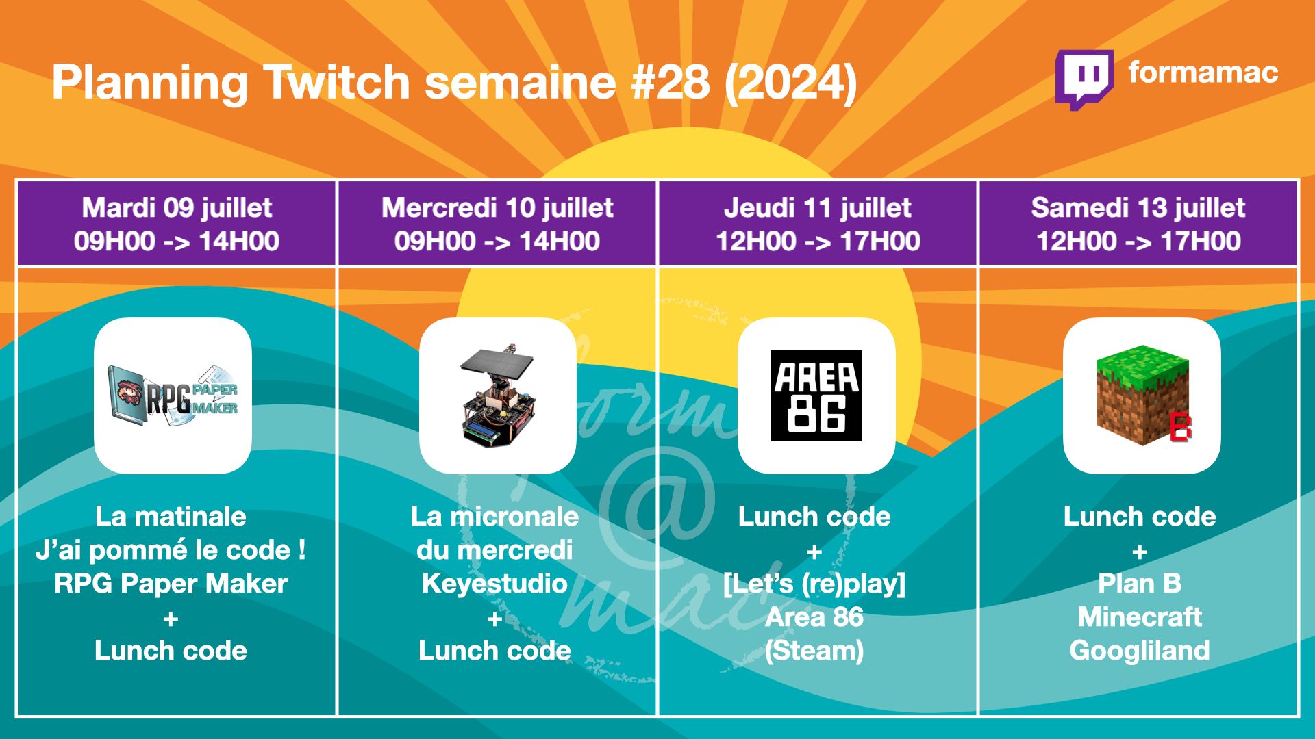 Planning semaine 28 (2024) 🗓️