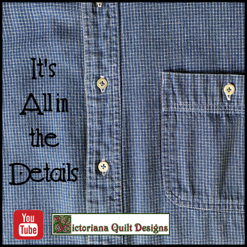 Blue shirt with white buttons. 