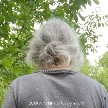 The back of my head - with a loose bun. 