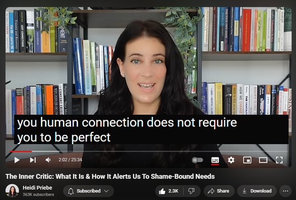 https://www.youtube.com/watch?v=vPRK2sEpC6M
The Inner Critic: What It Is & How It Alerts Us To Shame-Bound Needs


32,789 views  3 Jul 2024
   • How Being 'Hard On Ourselves' Sabotag...