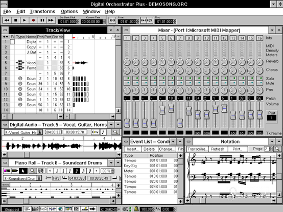 screenshot of voyetra digital orchestrator plus on windows 3