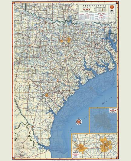 Shell gas station map of Texas with 66m sea level rise