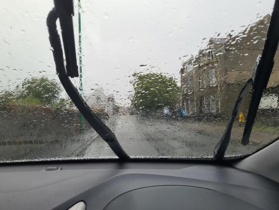 Rain through the windscreen of a car