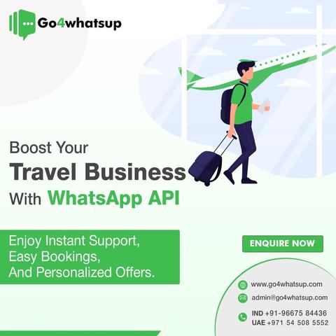 Boost your travel business by leveraging WhatsApp API for instant support, easy bookings, and personalized offers. Enquire now at Go4whatsup.com.