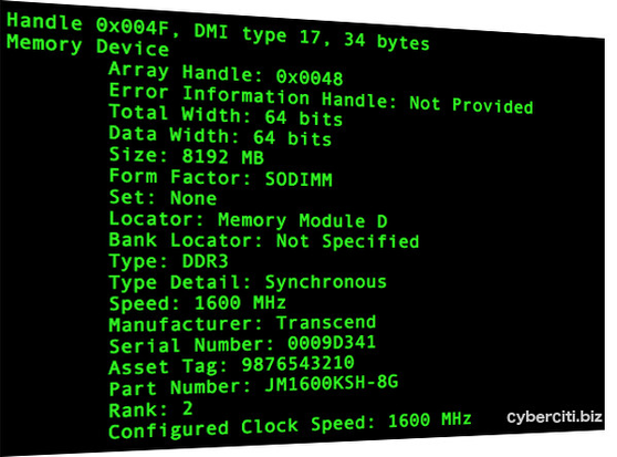 Linux command showing RAM (memory) speed and other details. 