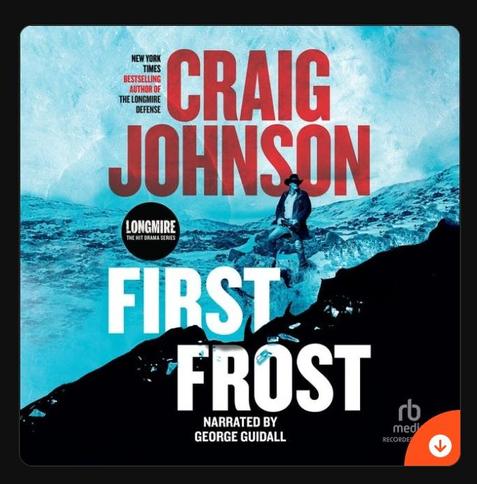 Craig Johnson First Frost audiobook cover, blue and black, saying nothing, a cover no cover