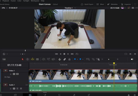screenshot from unfinished video project in the video editing software davinciresolve