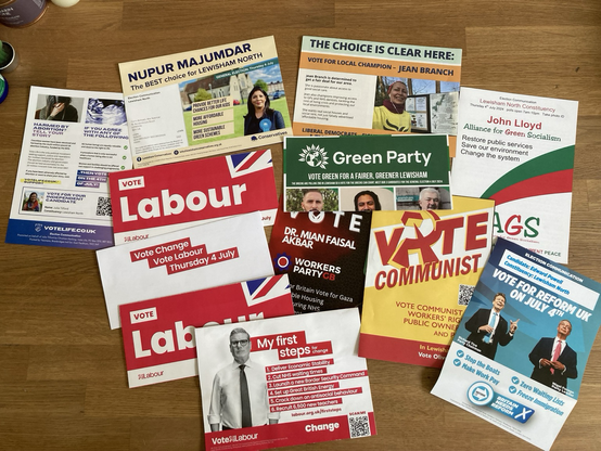 A selection of political party leaflets