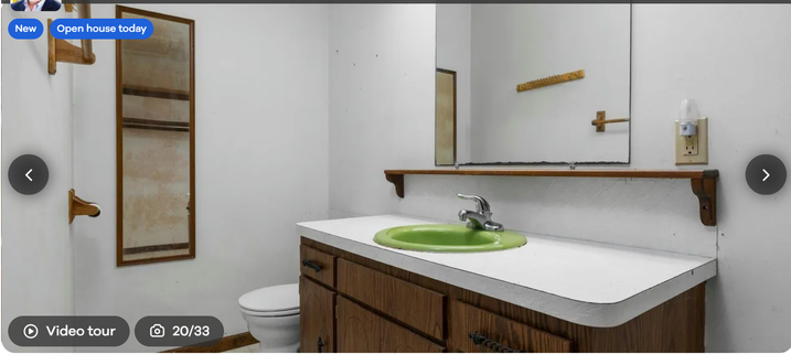 Bathroom showcasing a lime green sink