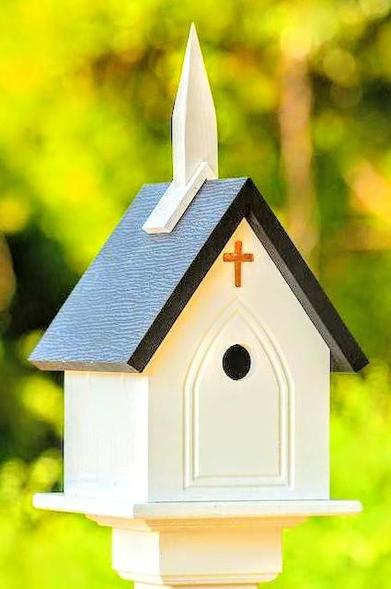 Photo of church shaped bird house 