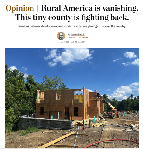 Opinion = Rural America is vanishing. This tiny county is fighting back. Tensions between development and rural character are playing out across the country.