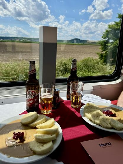 A trip to CZ without Svíčková is possible but pointless. This time on a train with Gambrinus 10°.