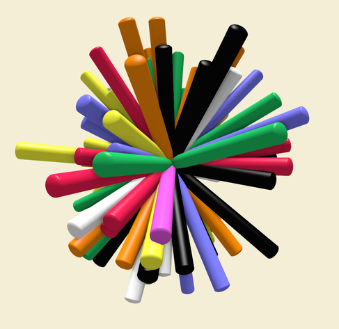 some candy-colored sticks floating on a similar creamy background to the previous image