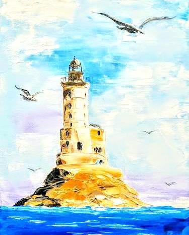 Light house on the water painting 
