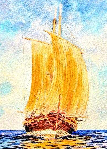 Painting of a big sailing ship