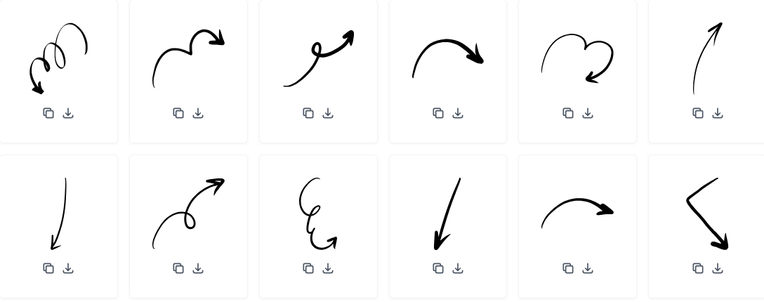 Grid of illustrated arrows