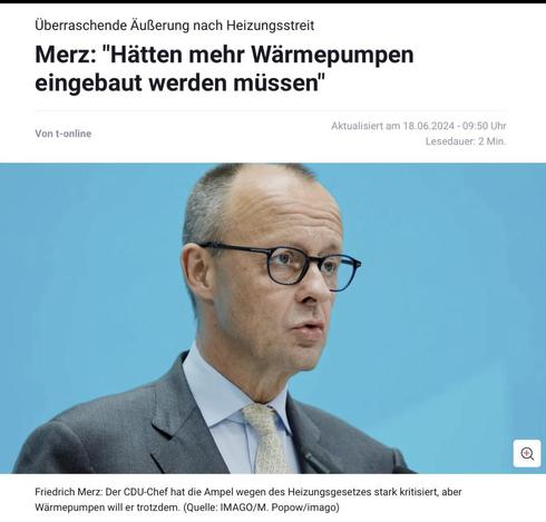 Merz 18.06.2024: Hätten mehr Wärmepumpen eingebaut werden müssen