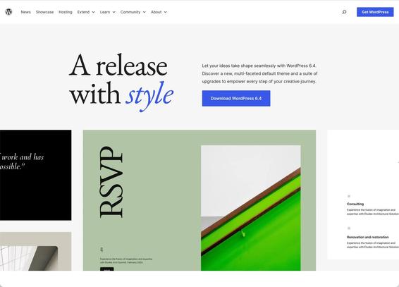 A release with style - Landing Page für WordPress 6.4