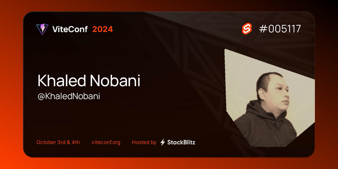 A photo of the ViteConf 2024 ticket, featuring an integrated attendance photo and GitHub profile picture.