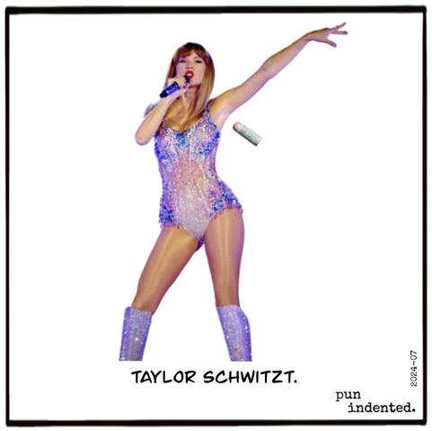 Ein Bild  on Taylor Swift. Unter ihrer Achsel befindet sich ein Deoroller. Bildunterschrift: Taylor schwitzt.
