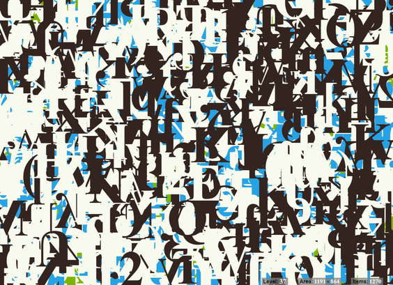 The are many rough elements, letters "m" and "w" create the dominant patterns. The layout is centered and very balanced.