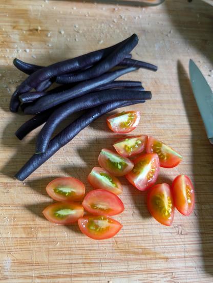 Chopped tomatoes and beans