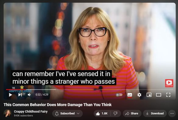 https://www.youtube.com/watch?v=TTg_cXBvv5Y
This Common Behavior Does More Damage Than You Think

24,128 views  18 Jul 2024  The Crappy Childhood Fairy Podcast with Anna Runkle
🟢 Order My New Book, RE-REGULATED: https://bit.ly/4dRI8Sj
Come See Me In Person! Workshops in US, UK: https://bit.ly/49rzM0Z
Do You Have CPTSD? Take the QUIZ: http://bit.ly/3GhE65z
FREE COURSE: *The Daily Practice*: http://bit.ly/3X1BrE0
Website: http://bit.ly/3CxgkRY
***
It's no secret that the internet is full of haters and trolls. People who post hateful comments may feel important, or like they score points by saying or repeating exaggerated or dishonest claims about other people. There's a word for this: It's calumny. If you want to be happy and have good relationships, you'd be wise to never do it again.