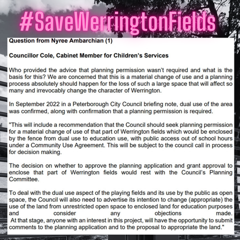 City Council wants to limit public access to Werrington Fields, in Peterborough!
