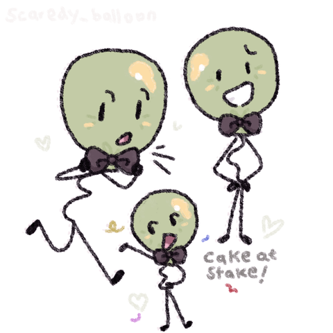 Balloony with bowtie
"Cake at stake!"