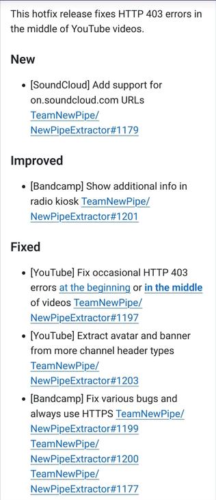 Screenshot from offical NewPipe github page>releases. Includes 0.27.2 update info.