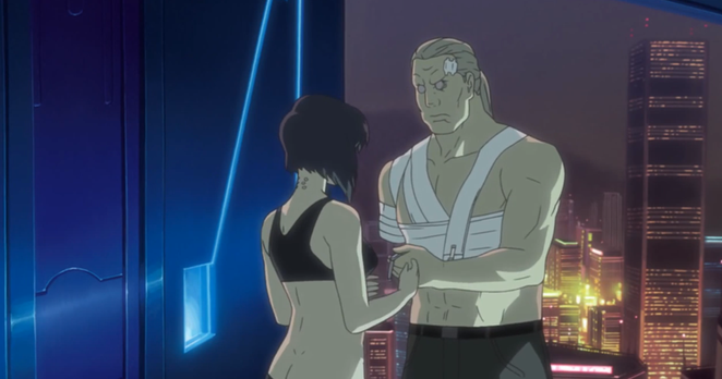 Motoko and Batou from the anime series Ghost in the Shell: Stand Alone Complex.