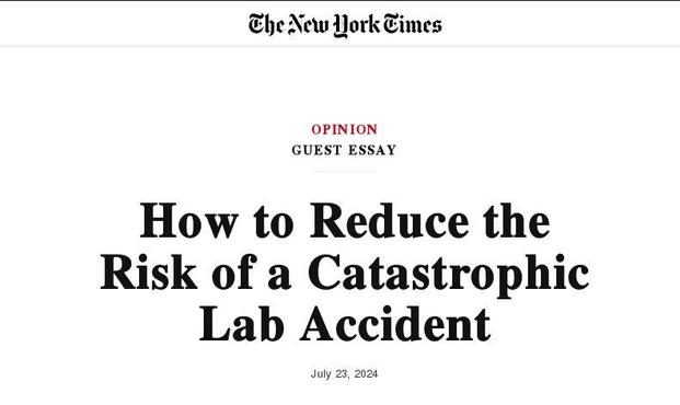 Lab Leak Thing.
Guest Essay at The New York Times 2024 Jul.23