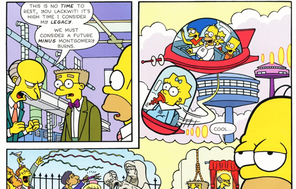 Simpsons Comics 159 was released in the US in October 2009. The death chasing Mr. Burns and he gets in trouble when he also gets the death's daughter after ...